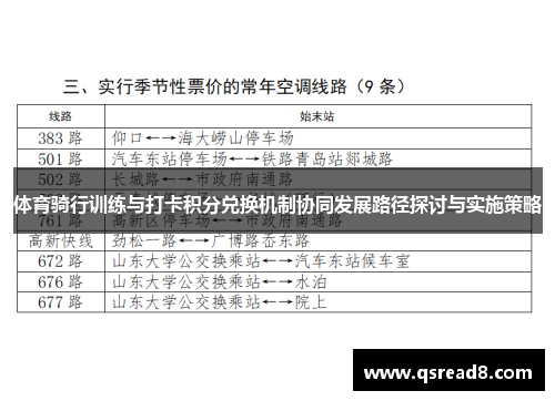 体育骑行训练与打卡积分兑换机制协同发展路径探讨与实施策略